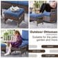 Sunwell Garden Outdoor Ottoman with Navy Cushion in Brown (Set of 2), , large