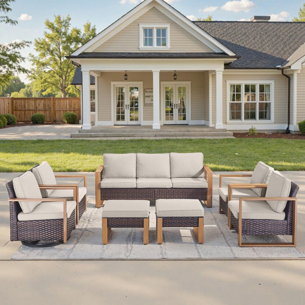 Sunwell Garden 7-Piece Patio Conversation Set in Beige, , large