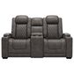 Signature Design by Ashley HyllMont Power Recliner Console Loveseat with Power Headrest in Gray, , large