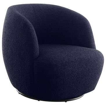 Abbyson Blair Boucle Swivel Chair in Blue, , large