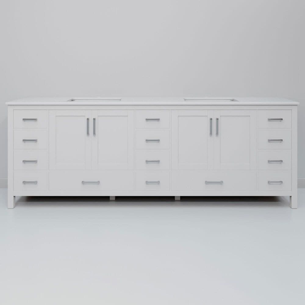 Lexora Home Jacques 84" Double Bathroom Vanity in White with 2 cm White Quartz Top and Rectangular Sinks, , large