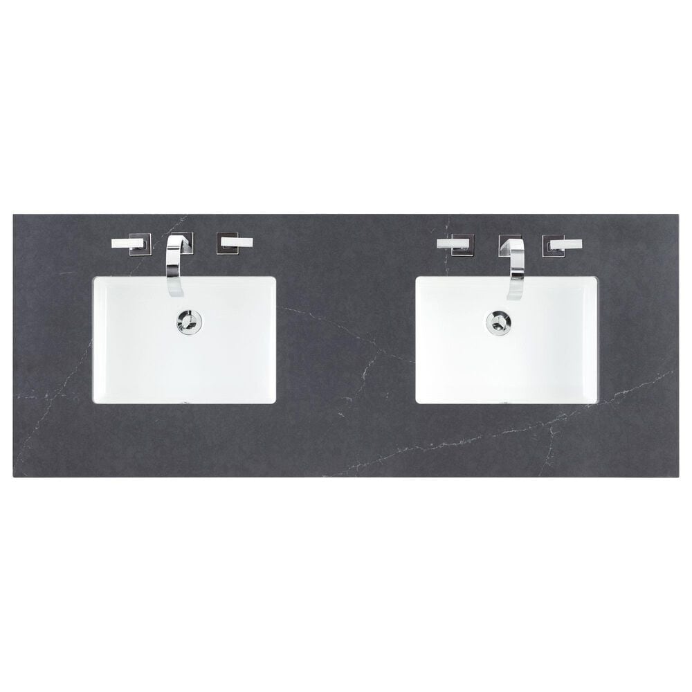 James Martin Vanities Lorelai 72&quot; Double Vanity in Black Onyx with 3 cm Charcoal Soapstone Quartz Top, , large