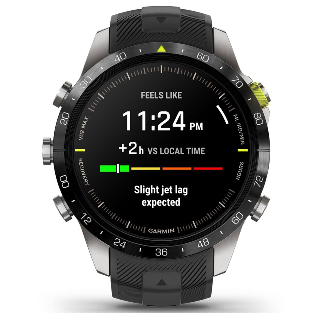 Garmin MARQ 2 Athlete AMOLED Smartwatch Grade 5 Titanium Bezel Case with Silicone Band in Black, , large