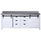 Lexora Home Marsyas 84" Double Bathroom Vanity in White with Grey Quartz Top and Rectangular Sinks, , large