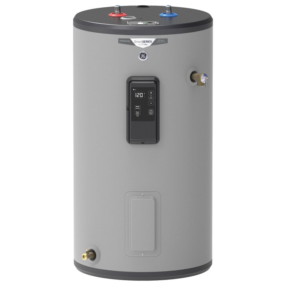 GE Appliances 30-Gallon Smart Short Electric Water Heater with Plastic Drain Valve in Gray, , large