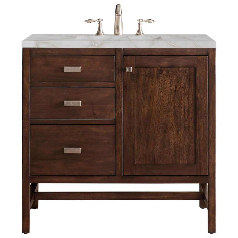 James Martin Vanities Addison 30" Single Bathroom Vanity in Mid-Century Acacia with 3 cm Victorian Silver Quartz Top and Rectangular Sink, , large