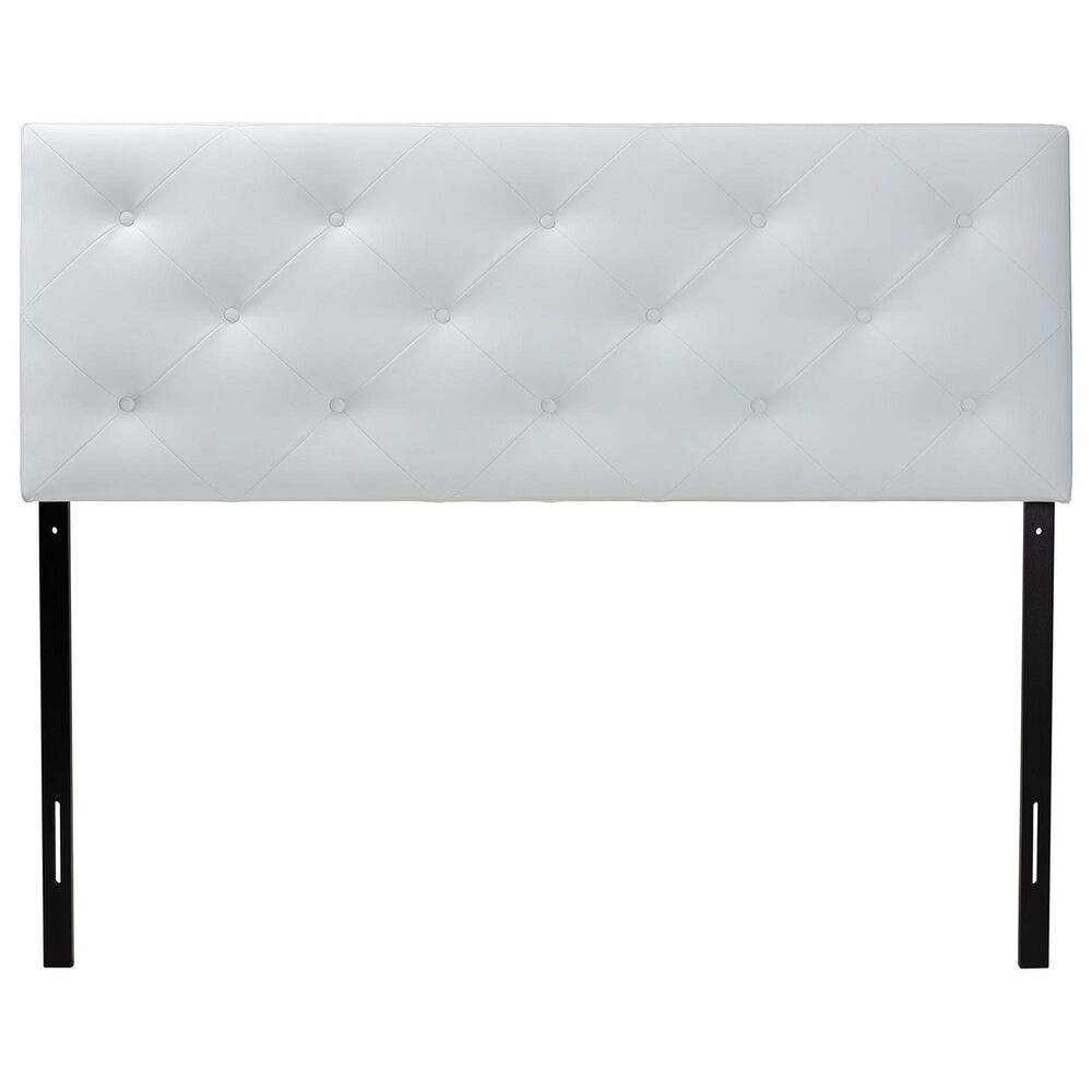 Baxton Studio Baltimore Full Upholstered Panel Headboard in White, , large