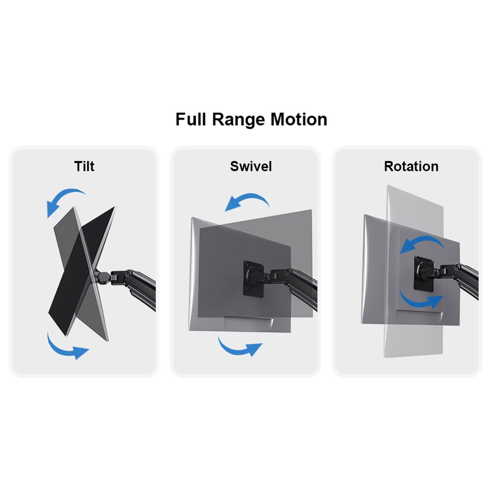 ErgoAV Motion Desk Mount for Single Monitor in Black, , large