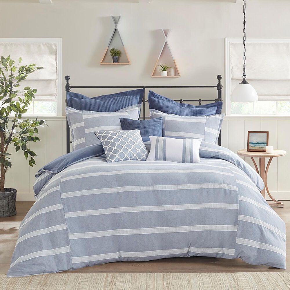 Hampton Park Noble 8-Piece Queen Cotton Comforter Set in Blue, , large