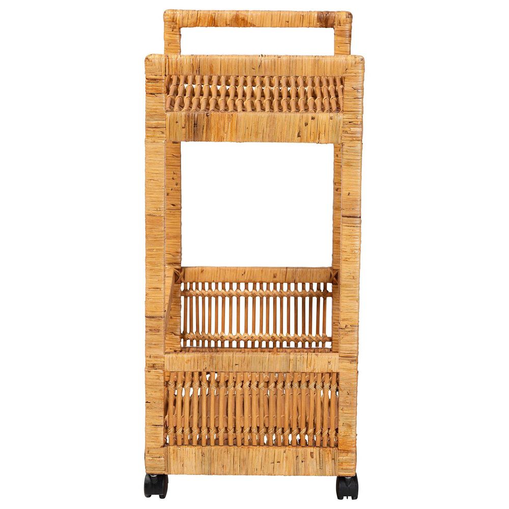 Baxton Studio Genet 2-Tier Kitchen Cart in Natural Brown, , large