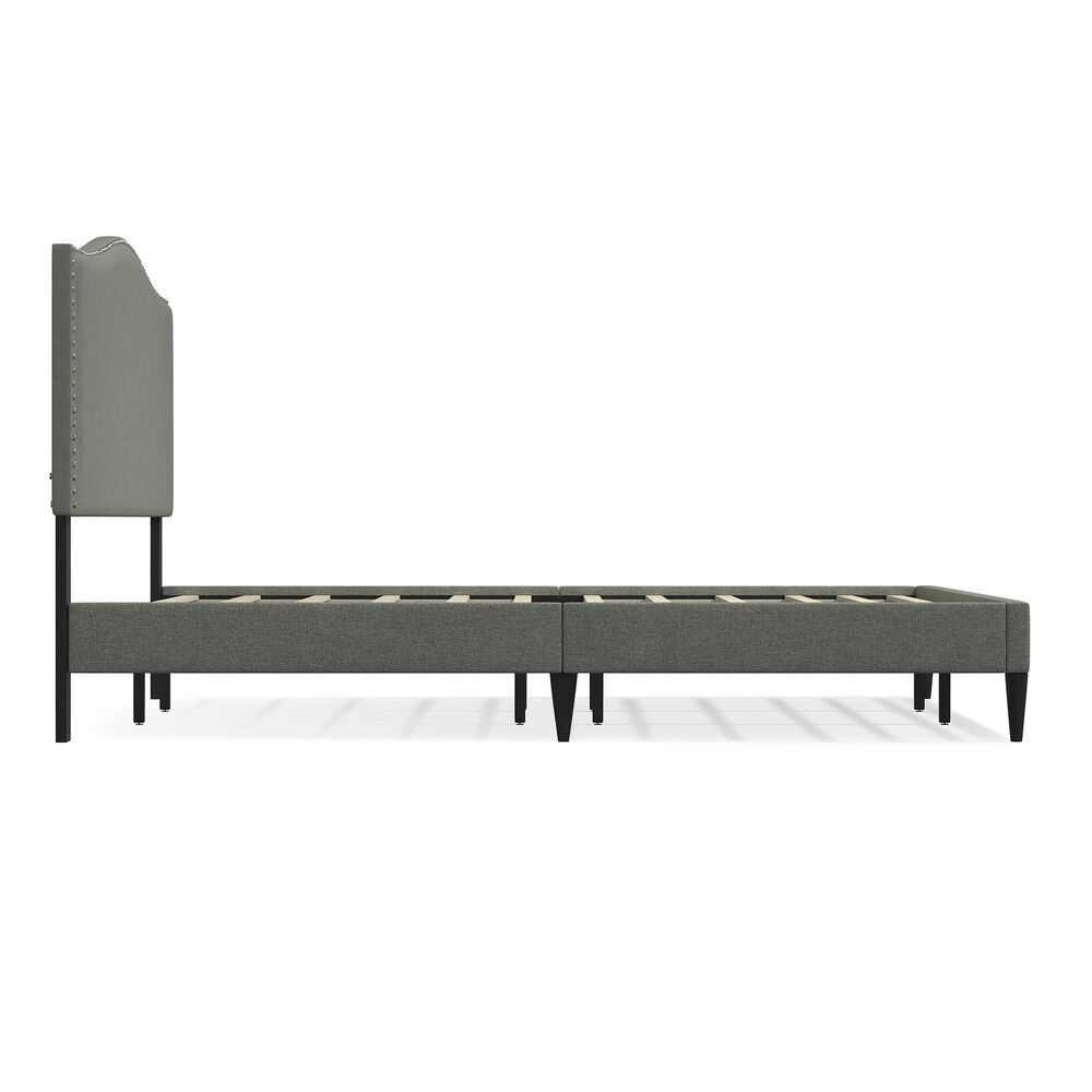 Glideaway Leighford King Upholstered Platform Panel Bed in Stone Mist, , large
