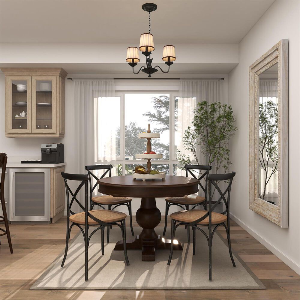 Maple and Jade 3-Level Tiered Server in Distressed White and Brown, , large