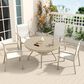 Hearth and Haven 5-Pieces Outdoor Dining Set with Stackable Chairs and Round Table in Sandstone, , large