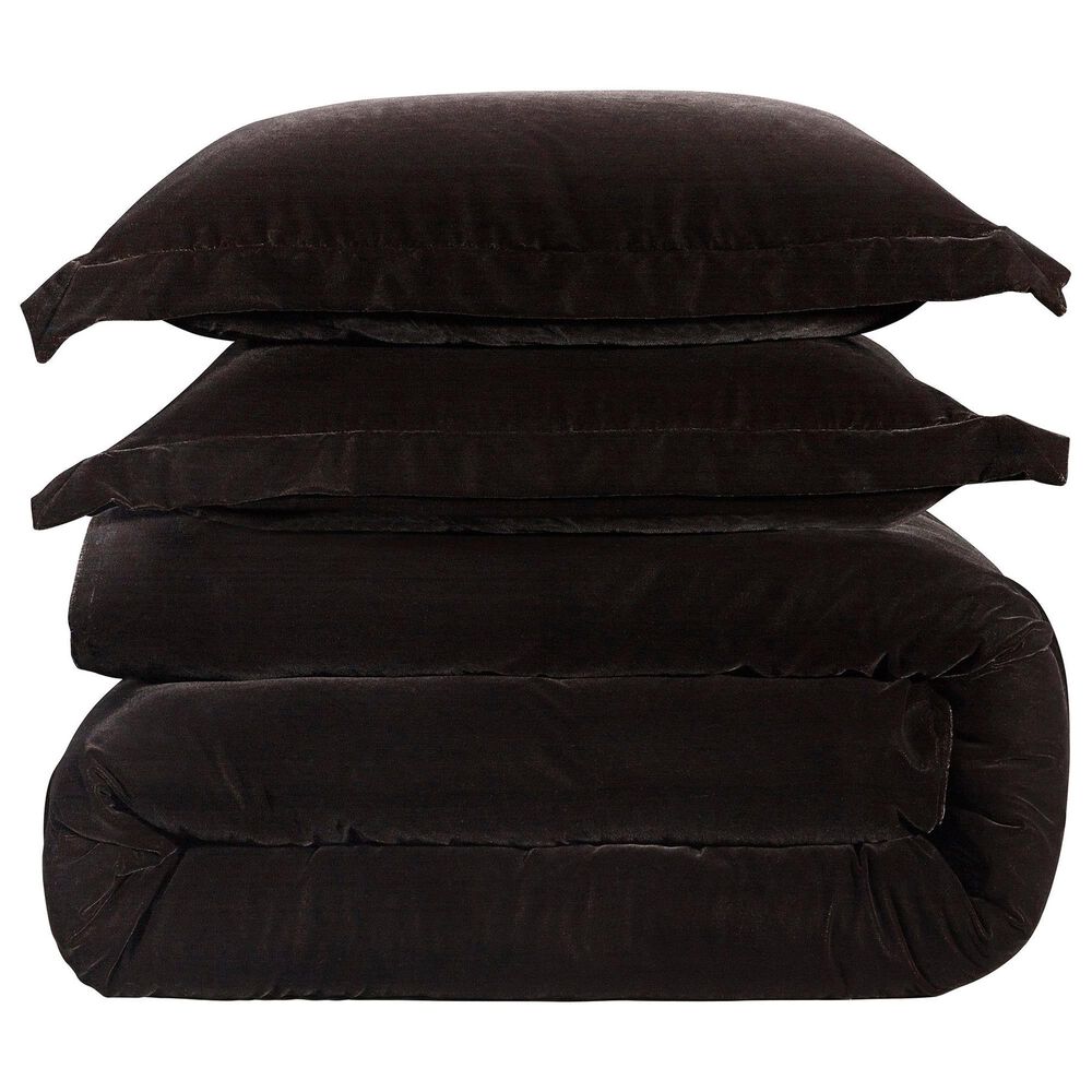 HiEnd Accents Estelle Velvet 3-Piece Full/Queen Comforter Set in Cocoa, , large