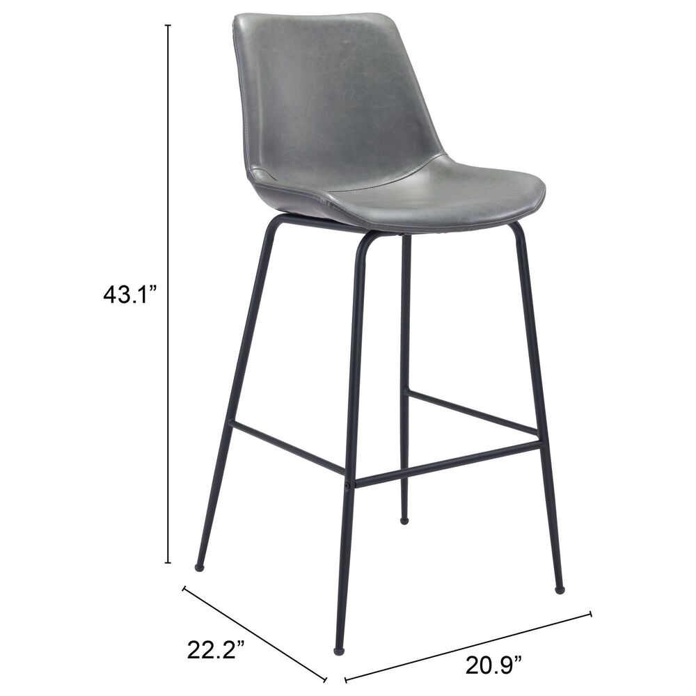 Zuo Modern Byron Barstool in Gray, , large