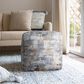 LR Home 18" Square Abstract Pouf in Taupe and Blue, , large