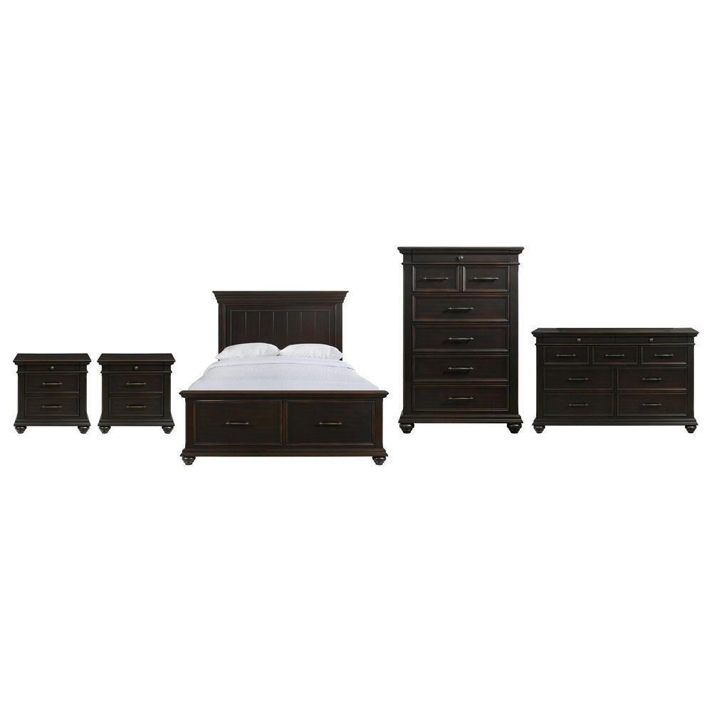 Mayberry Hill Slater Queen Storage Bed with Dresser, Chest, and Two Nightstands in Black, , large