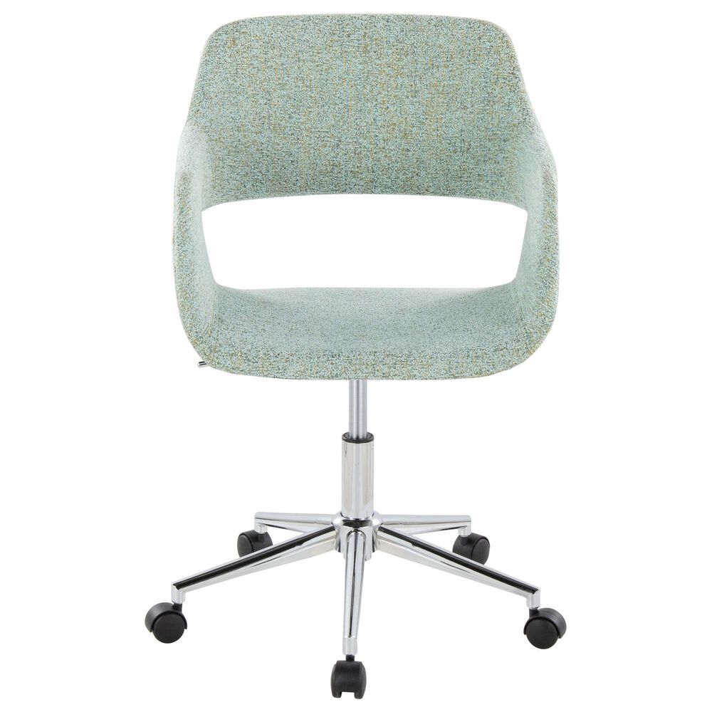 LumiSource Margarite Swivel Task Chair with Light Green Fabric Cushion in Chrome, , large