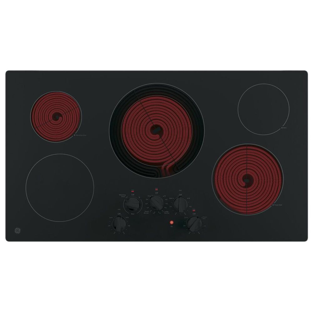 GE Appliances 36&quot; Built-In Knob Control Electric Cooktop in Black, , large