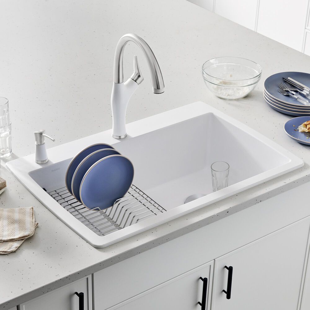 Blanco Diamond 34&quot; Super Single Dual Mount Kitchen Sink in White, , large