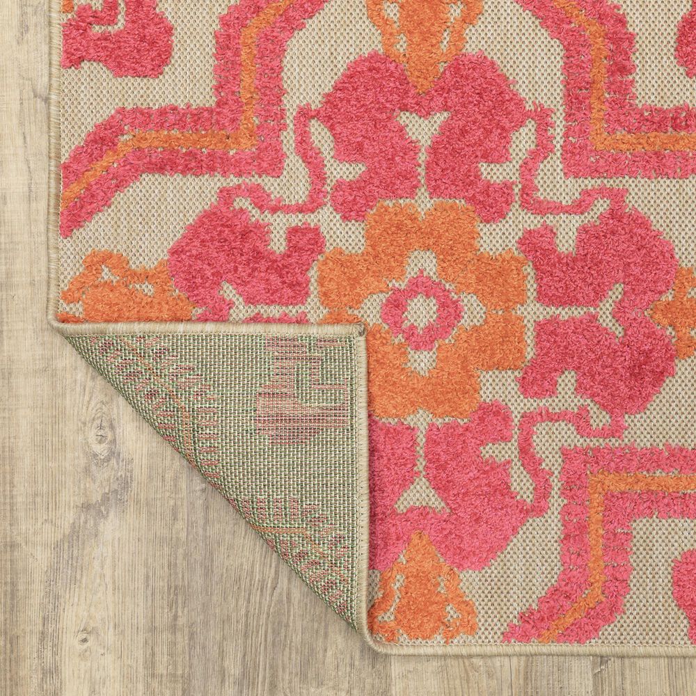 Oriental Weavers Cayman Sand and Pink 3'10" x 5'5" Indoor/Outdoor Area Rug, , large