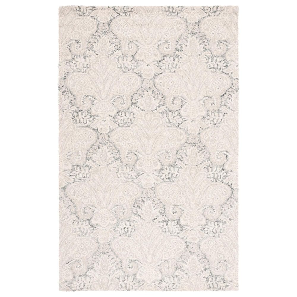 Safavieh Micro-Loop Damask 5" x 8" Charcoal and Ivory Area Rug, , large