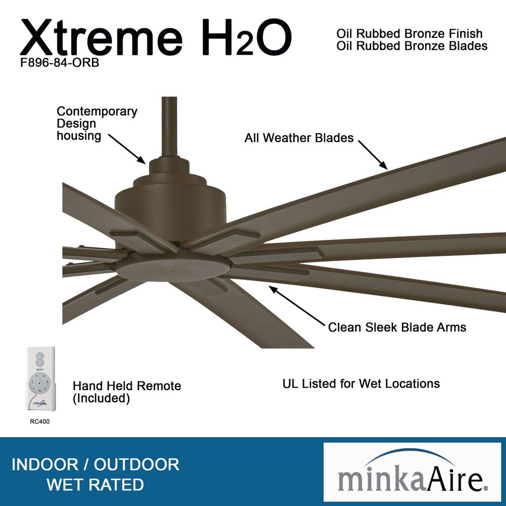 Minka-Aire Xtreme H2O 84" Indoor/Outdoor Ceiling Fan in Oil Rubbed Bronze, , large