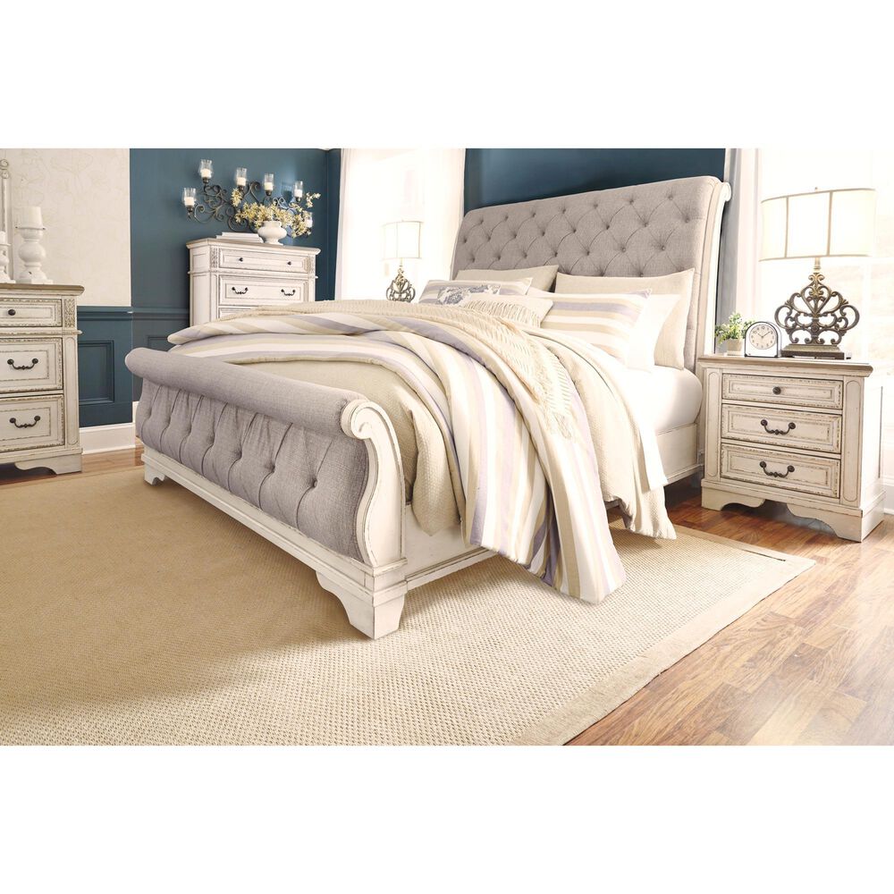 Ashley Realyn King Sleigh Bed in Chipped White, , large