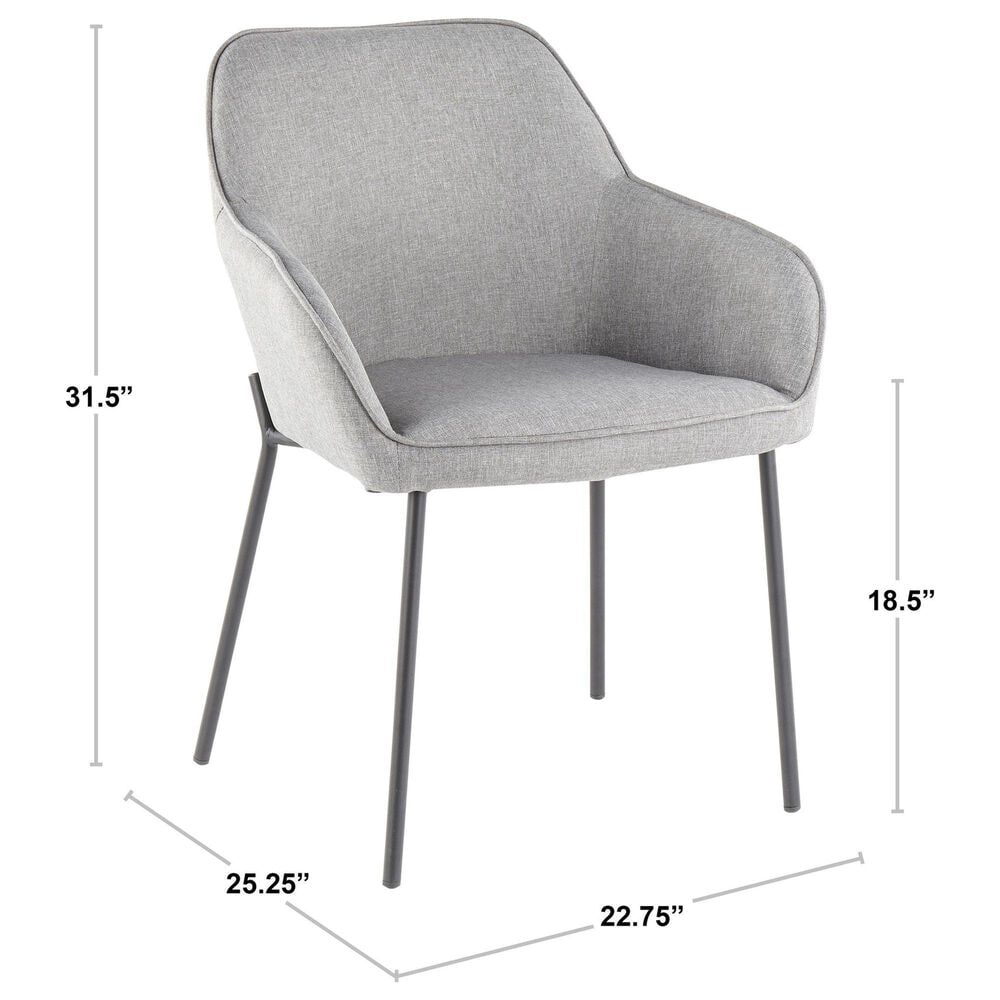 LumiSource Daniella Arm Chair with Grey Cushion in Black (Set of 2), , large