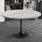 Leisuremod LeisureMod Verve Collection 48 Round Dining Table, Black Base with Laminated White Marbleized Top, , large