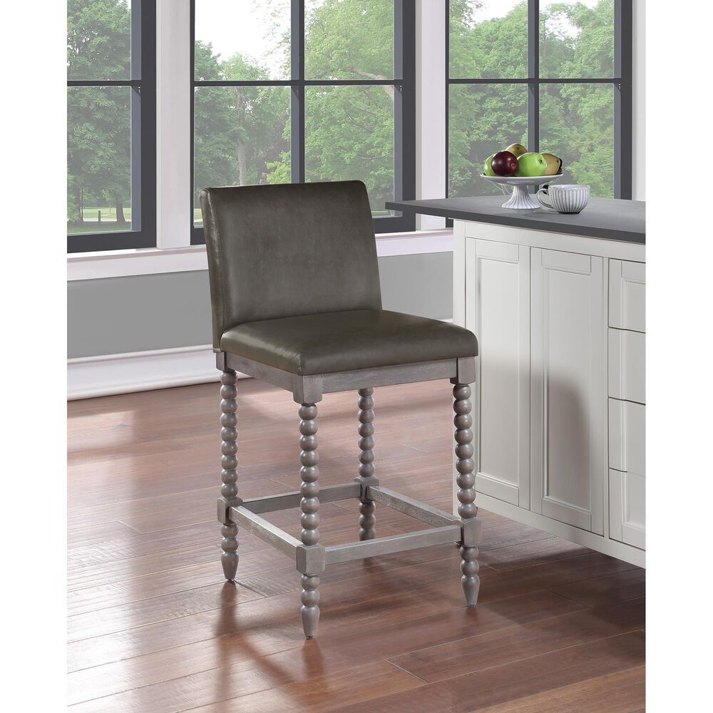OSP Home Abbott 26&quot; Counter Stool with Pewter Cushion in Brushed Grey, , large