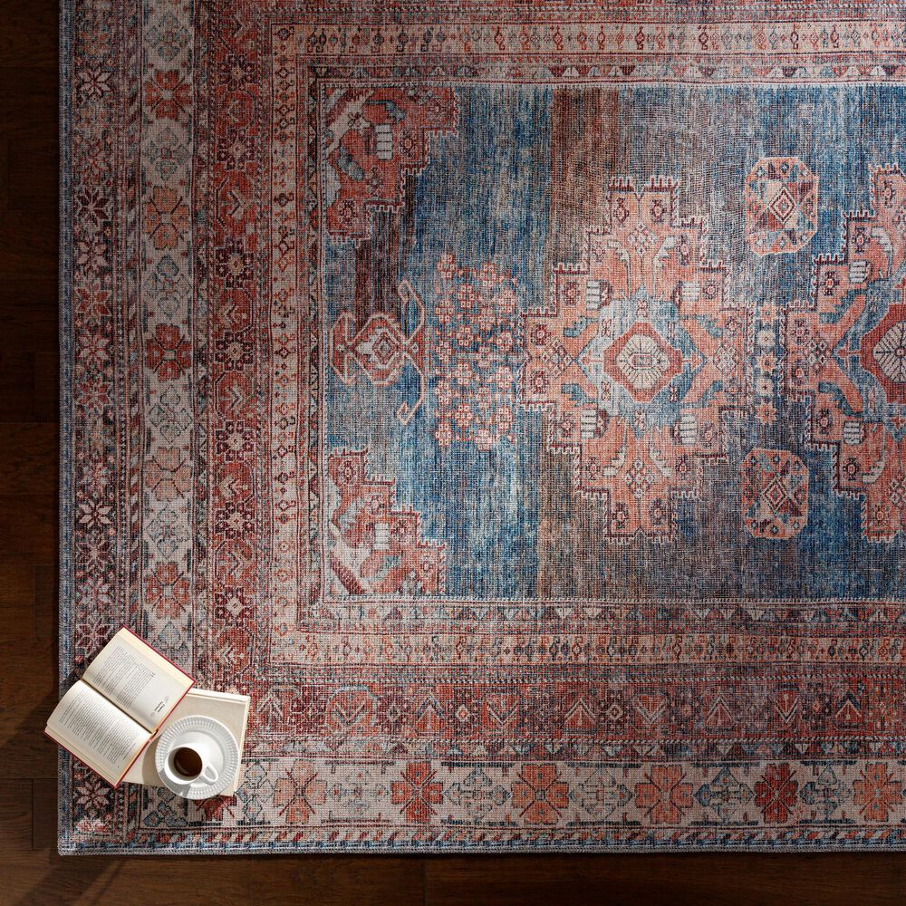 Surya Colin 7&#39;10&quot; x 10&#39;2&quot; Blue, Dusty Coral, Brick Red, Dark Brown and Cream Area Rug, , large