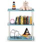 HOMLUX 3-Tier Compact Open Storage Bookshelf in Light Blue and White, , large