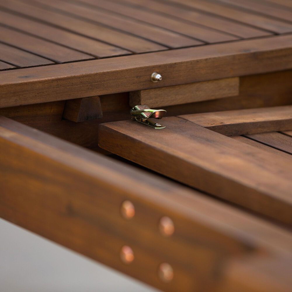 Walker Edison Acacia Wood Patio Butterfly Dining Table in Dark Brown