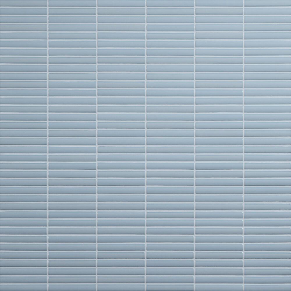 Dal-Tile Artefino Vintage Celestite 2" x 6" Fish Scale on 12" x 13" Porcelain Mosaic Sheet, , large