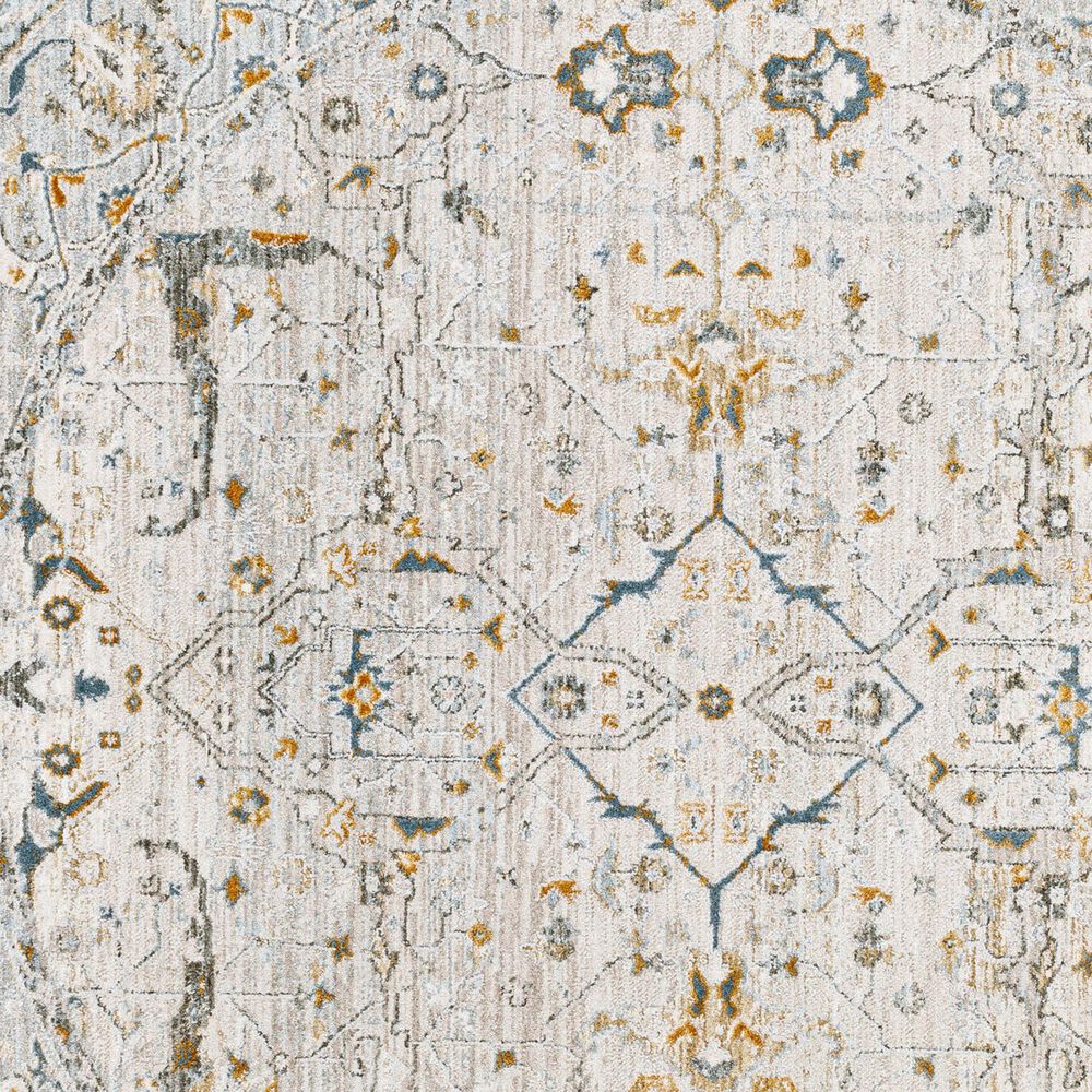 Surya Dresden Taupe, Off-White, Dusty Sage, Deep Teal, Olive, Light Gray and Mustard 5'3" Round Area Rug, , large