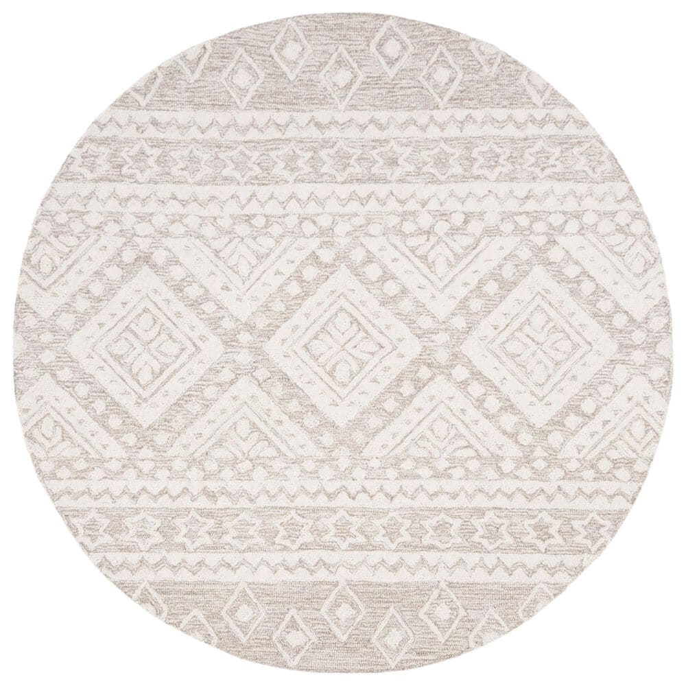 Safavieh Micro-Loop Southwestern 5" Round Beige and Ivory Area Rug, , large