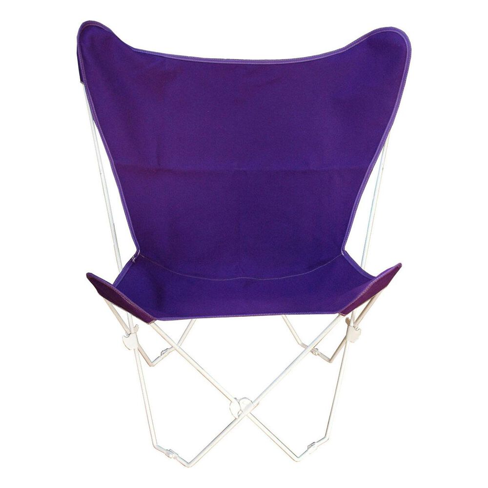 Algoma Butterfly Chair with Purple Cover in White, , large