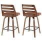 Lumisource Trevi Swivel Counter Stool with Orange Cushion in Walnut and Black (Set of 2), , large
