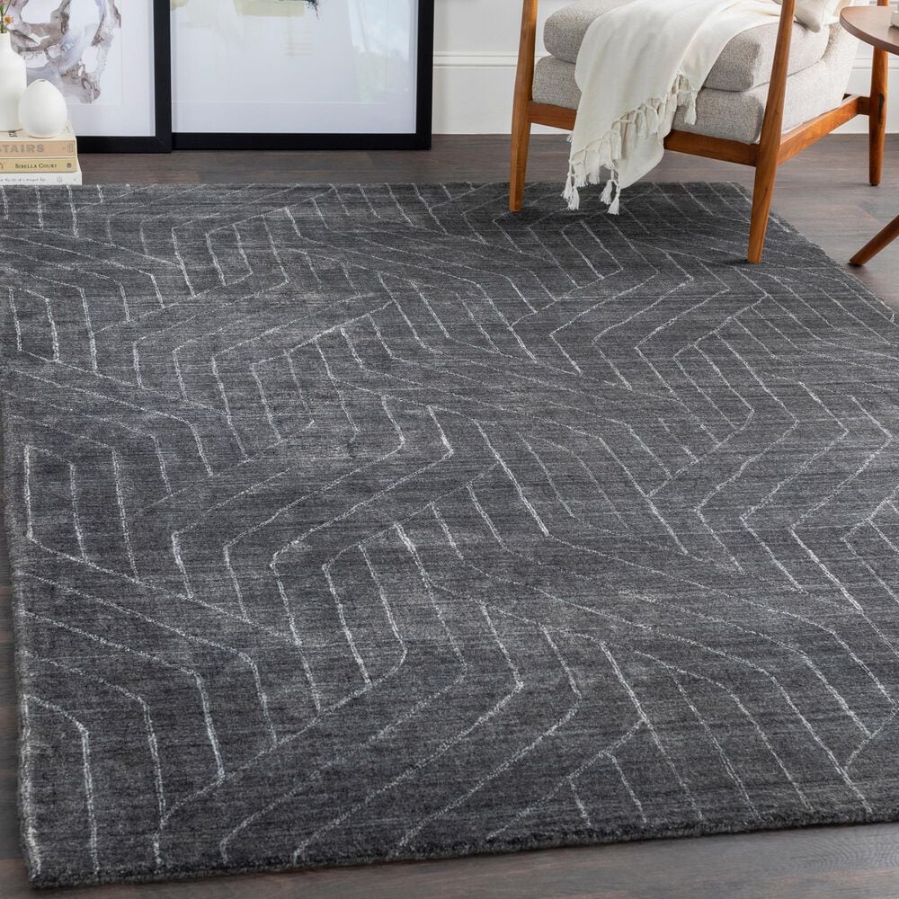 Surya Hightower 9&#39; x 13&#39; Charcoal, Black and White Area Rug, , large