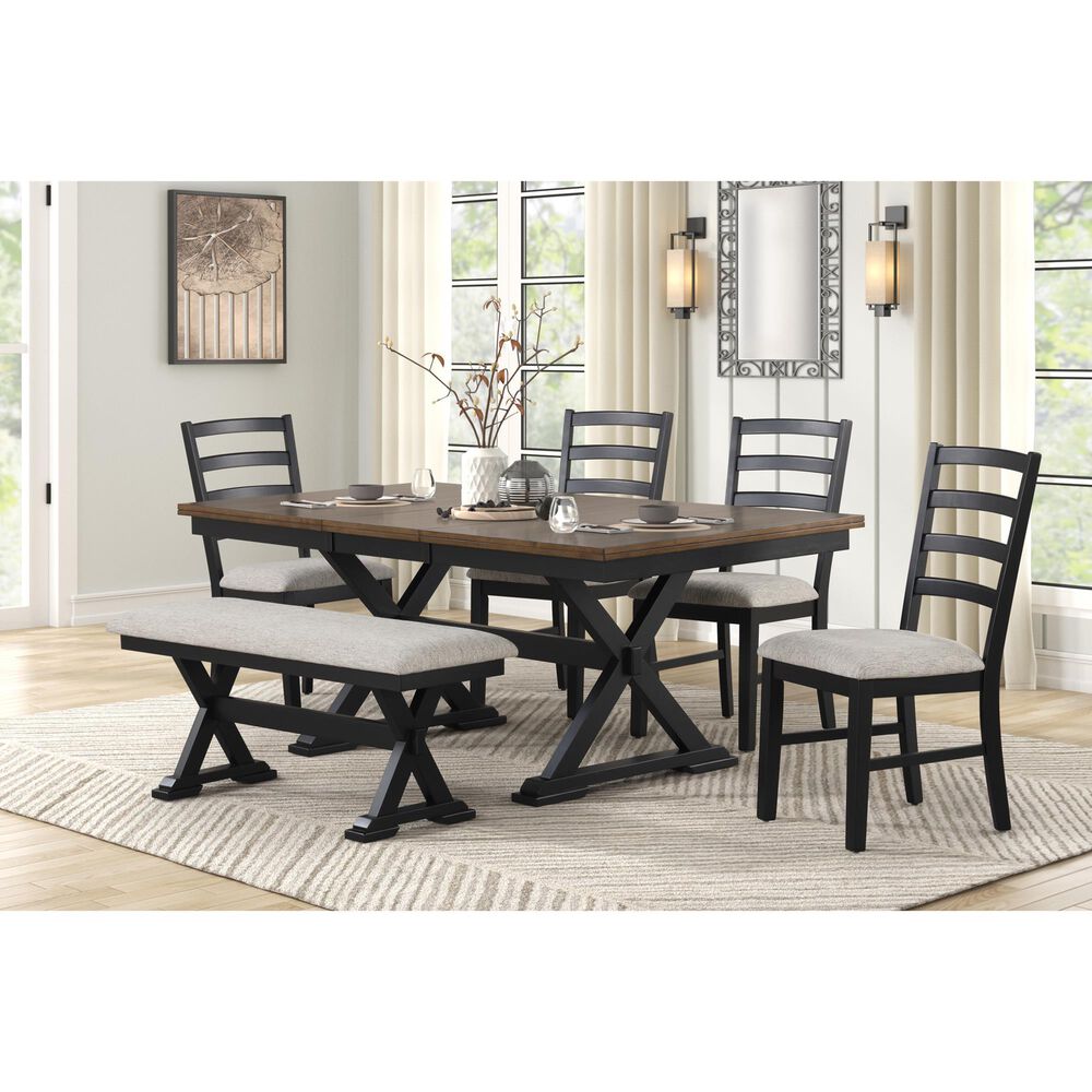 Lifestyle Modern Farmhouse Trestle Dining Table in Black and Grey - Table Only, , large