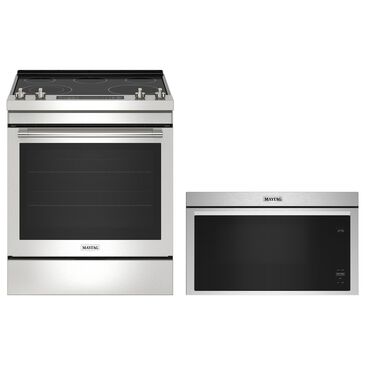 Maytag 2-Piece Kitchen Package with 30" Electric Range and 1.1 Cu. Ft. Over-the-Range Microwave in Fingerprint Resistant Stainless Steel, , large