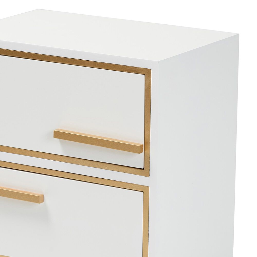 Baxton Studio Giolla 2-Drawer End Table in White and Gold, , large