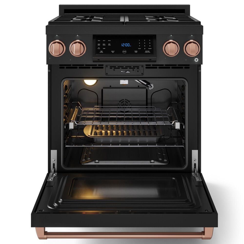 Thor Kitchen Gordon Ramsay 4.55 Cu. Ft. 30&quot; Professional Liquid Propane Range with Rose Gold Handle Kit in Black, , large