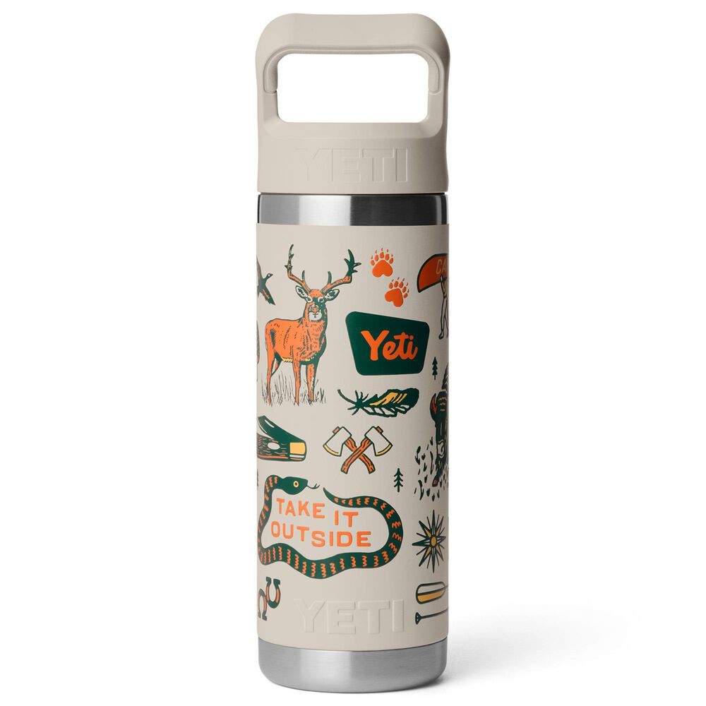 YETI Rambler 18 Oz Water Bottle with Color-Blocked Straw Cap in Cape Summer Camp, , large