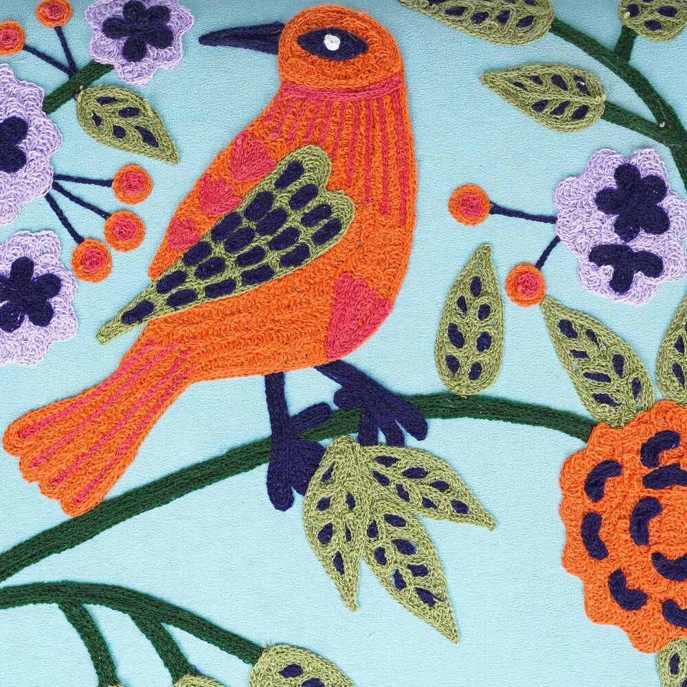 LR Home Floral Accent Bench in Blue and Multicolor, , large