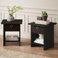 HOMLUX 1-Drawer Modern Nightstand with Open Shelf in Espresso (Set of 2), , large