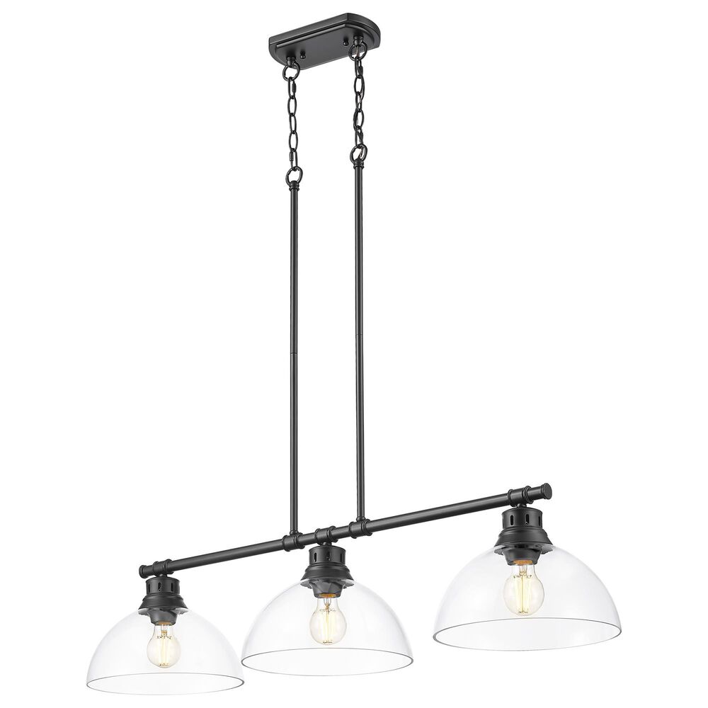 Golden Lighting Duncan 3-Light Pendant with Clear Shade in Matte Black, , large