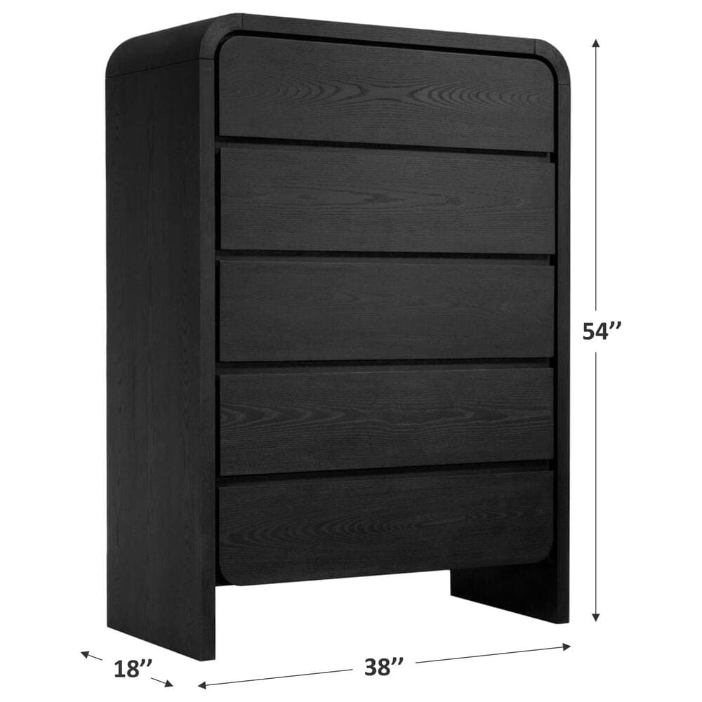 Urban Home Elora 5-Drawer Chest in Jet Black, , large