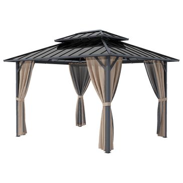 HOMLUX 10" x 12" Patio Hardtop Gazebo with Steel Posts in Khaki, , large